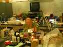 The picking and sorting process in the lab. Professor Pinkham, Kathleen Wright, and Casey Bell