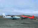 Although they were late, they made it!  Thank goodness for good weather.  The DC3 and Twin Otter are here!