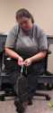 TREC teacher, Stacy Golden, practices her knot tying! (Field Skills - Denver, CO.)