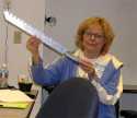 TREC teacher, Karen Bejin, with a snow saw.  (Field Skills - Denver, CO.)