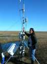 Kim stands next to the tower at BEO