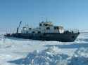 This is the boat that we were on for 2 weeks in August 2003, and which we will use this summer.  Sasha Zhulidov took this photo while sampling in Zhigansk in early April 2004.